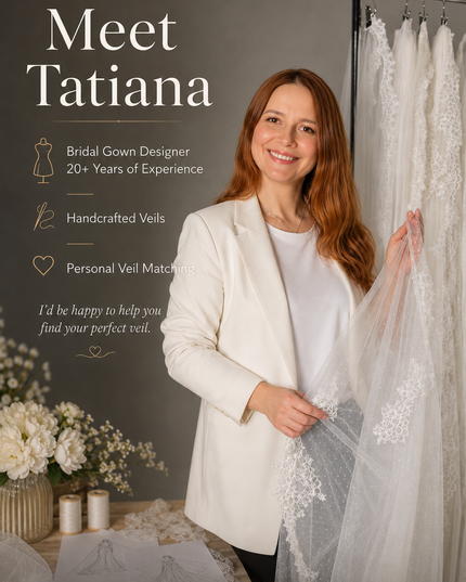 Pearl Mantilla Wedding Veil with Floral Lace Edge
