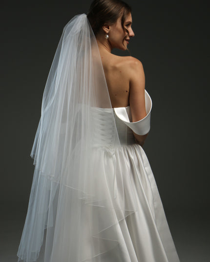 Classic Sheer Bridal Veil – Soft Tulle, 2 Layers, Floor Length with Pencil Edge