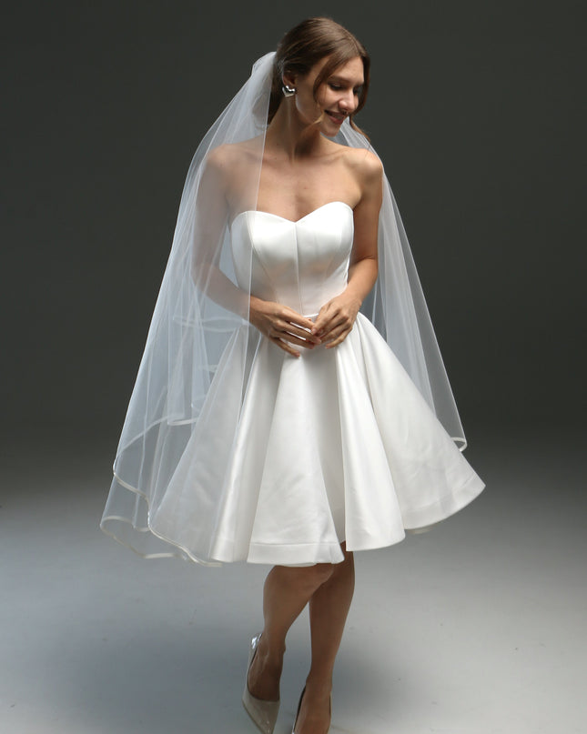 Two-Layer Wedding Veil with Satin Edge – Cathedral or Chapel Length in Ivory or White