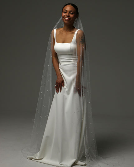 Pearl Cathedral Veil – One Tier Elegant Bridal Veil