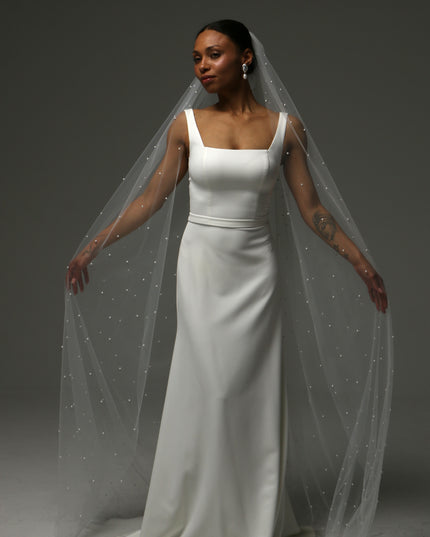 Pearl Cathedral Veil – One Tier Elegant Bridal Veil