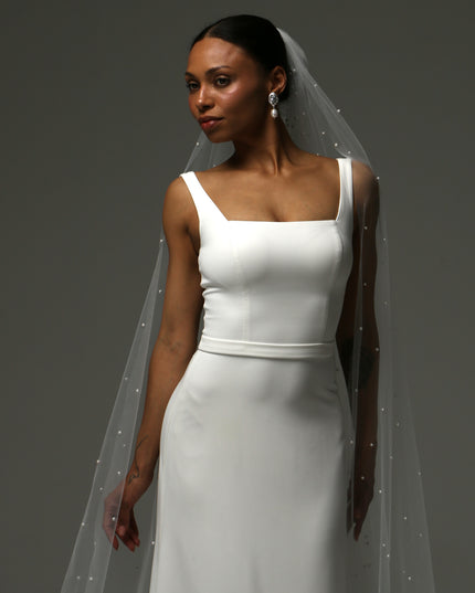 Pearl Cathedral Veil – One Tier Elegant Bridal Veil