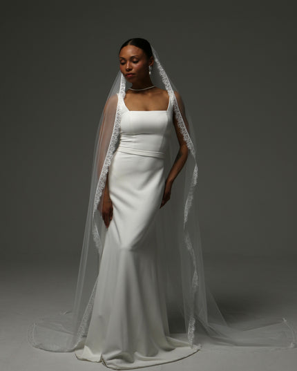 Lace Edge Cathedral Veil – Soft Tulle Bridal