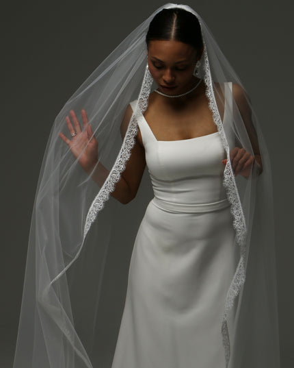 Lace Edge Cathedral Veil – Soft Tulle Bridal
