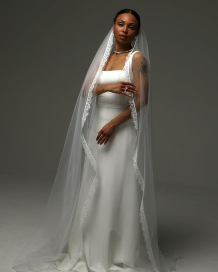 Lace Edge Cathedral Veil – Soft Tulle Bridal