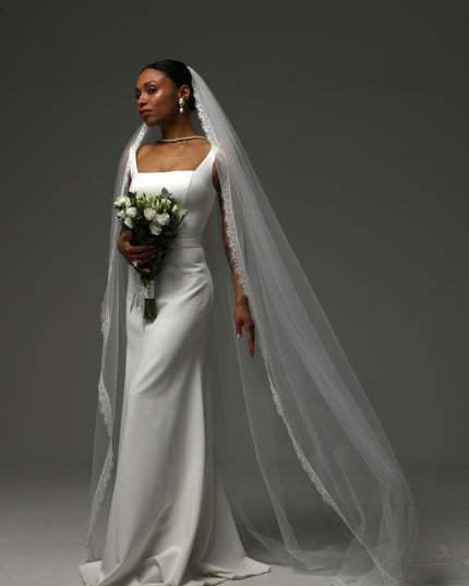 Lace Edge Cathedral Veil – Soft Tulle Bridal