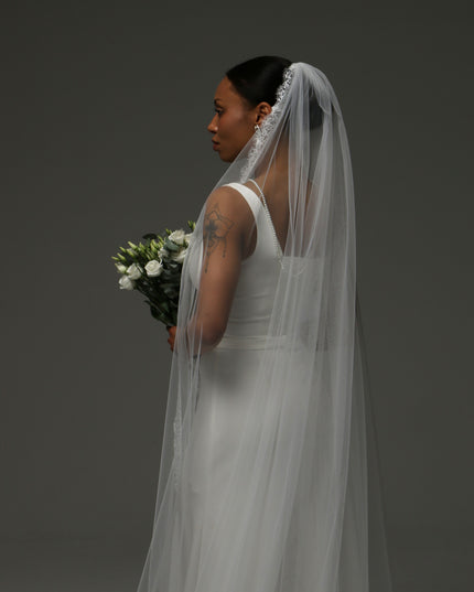 Lace Edge Cathedral Veil – Soft Tulle Bridal
