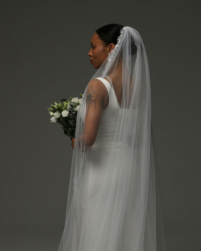Lace Edge Cathedral Veil – Soft Tulle Bridal