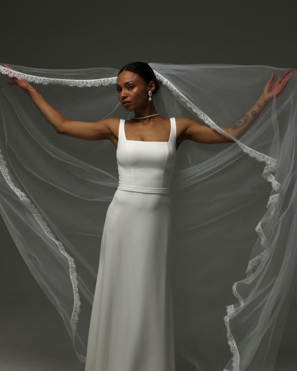 Lace Edge Cathedral Veil – Soft Tulle Bridal