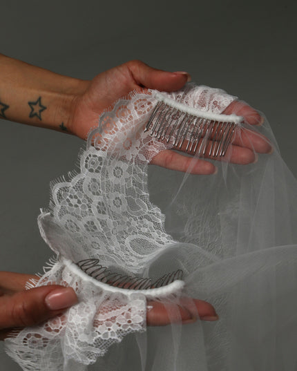Juliet Cap Cathedral Veil – Wide Lace Edge Bridal Veil