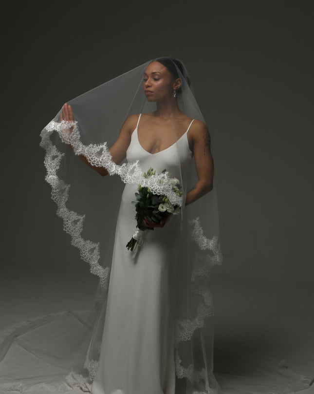 Two Tier Lace Edge Cathedral Romantic Veil