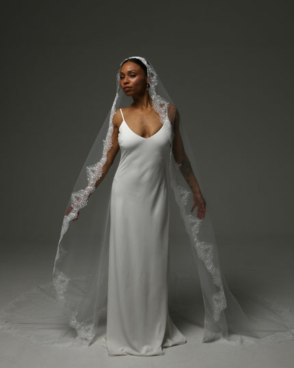 Cathedral Mantilla Veil – Lace Edge Soft Tulle Bridal Veil