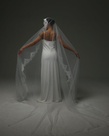 Cathedral Mantilla Veil – Lace Edge Soft Tulle Bridal Veil