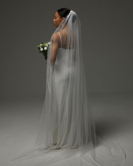 Lace Edge Cathedral Veil – One Tier Soft Tulle Bridal Veil