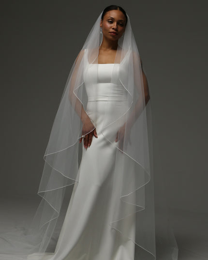 Cathedral Pencil Edge Veil – One Tier Soft Tulle Bridal Veil