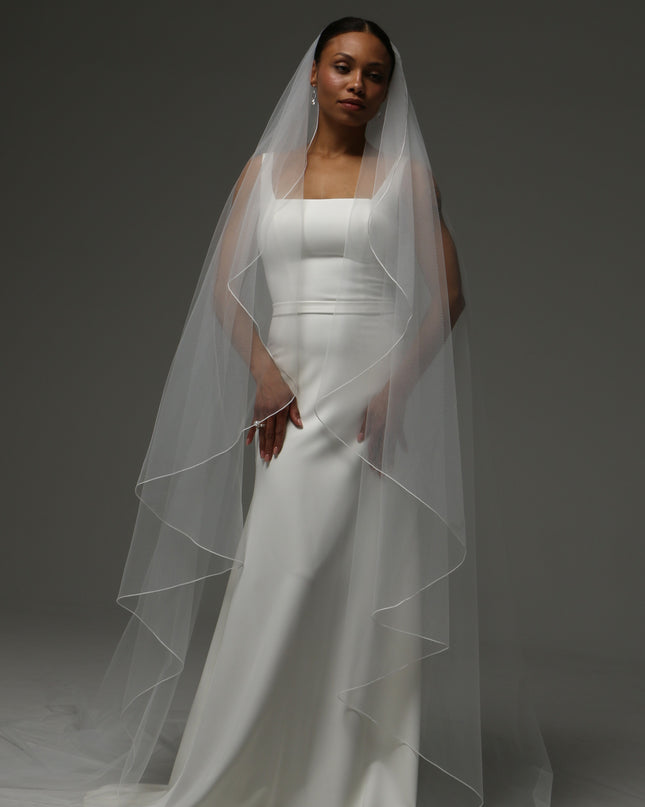 Cathedral Pencil Edge Veil – One Tier Soft Tulle Bridal Veil