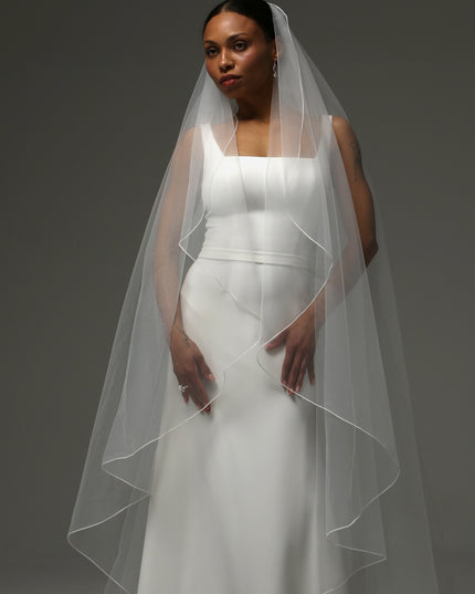 Cathedral Pencil Edge Veil – One Tier Soft Tulle Bridal Veil