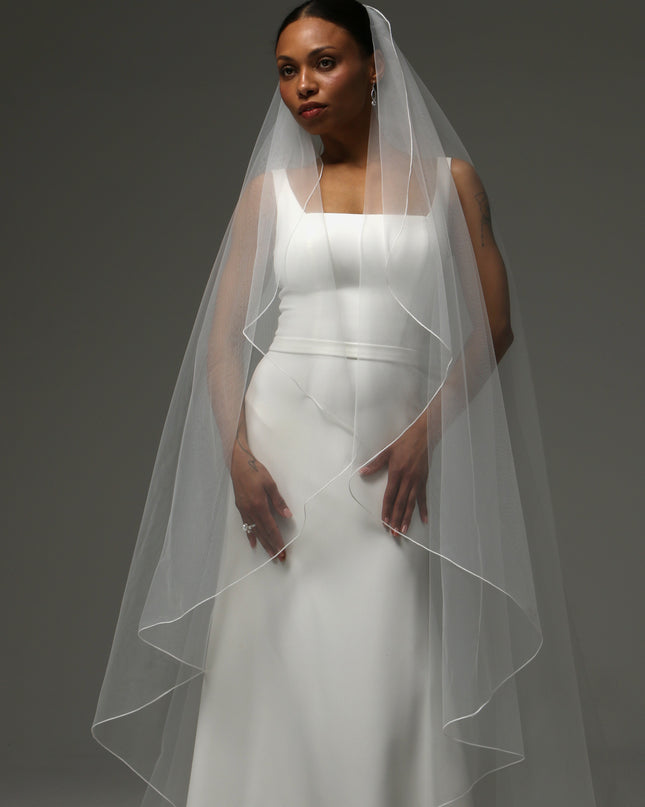 Cathedral Pencil Edge Veil – One Tier Soft Tulle Bridal Veil