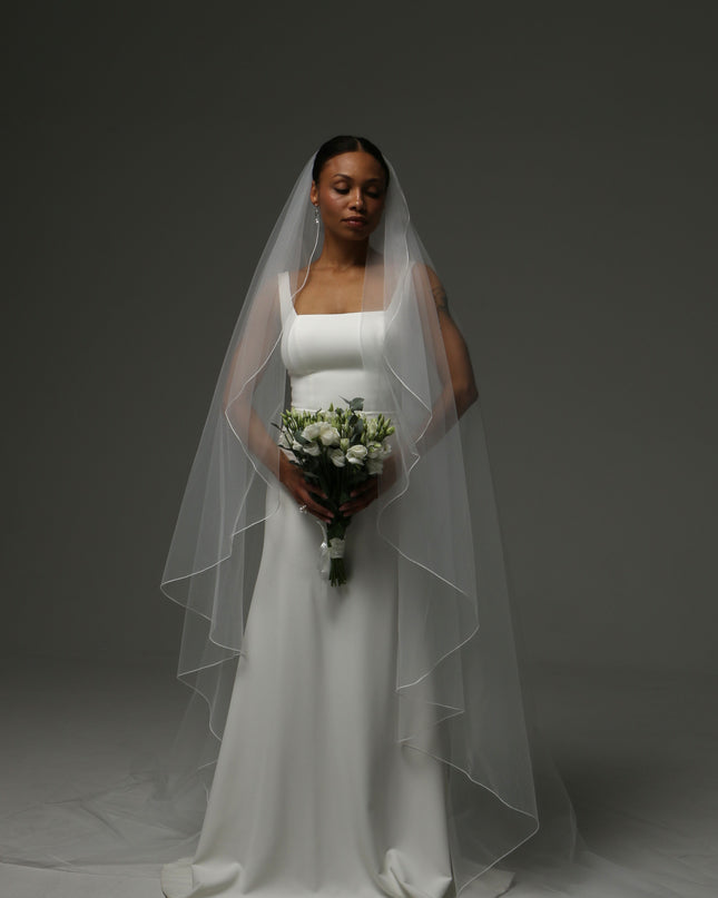 Cathedral Pencil Edge Veil – One Tier Soft Tulle Bridal Veil