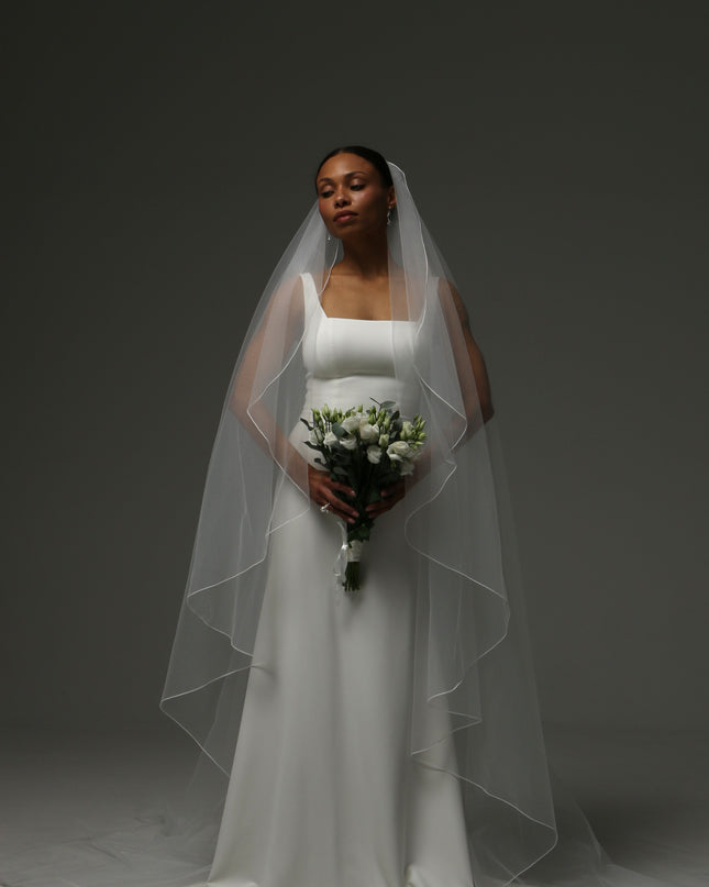 Cathedral Pencil Edge Veil – One Tier Soft Tulle Bridal Veil