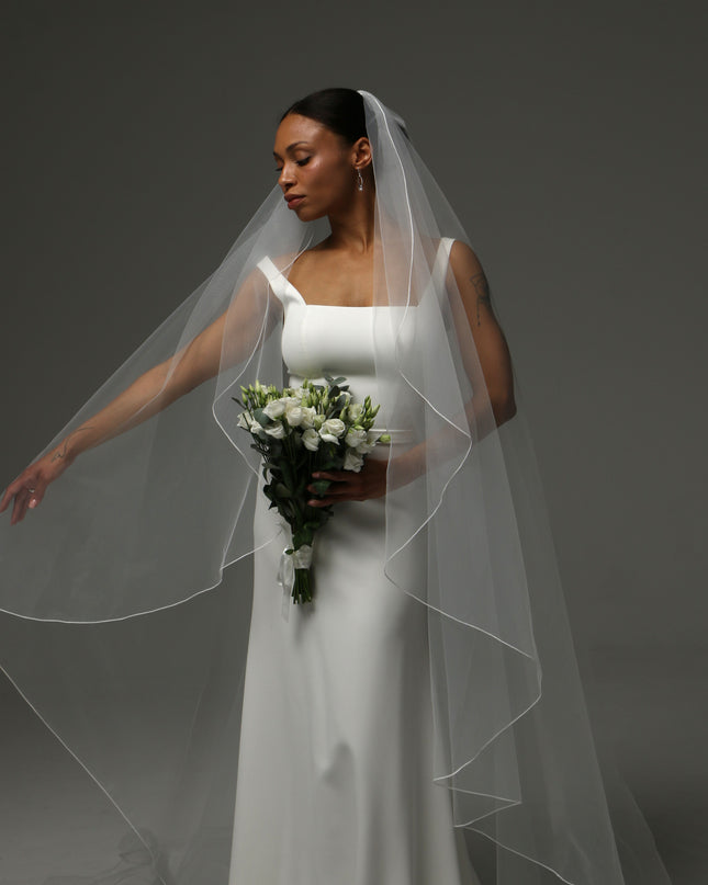 Cathedral Pencil Edge Veil – One Tier Soft Tulle Bridal Veil