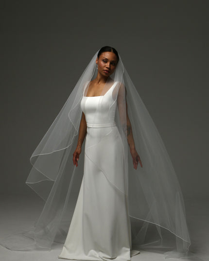 Cathedral Pencil Edge Veil – One Tier Soft Tulle Bridal Veil