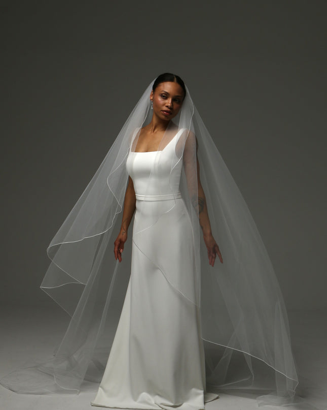 Cathedral Pencil Edge Veil – One Tier Soft Tulle Bridal Veil