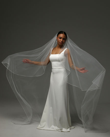 Cathedral Pencil Edge Veil – One Tier Soft Tulle Bridal Veil