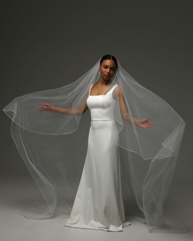Cathedral Pencil Edge Veil – One Tier Soft Tulle Bridal Veil