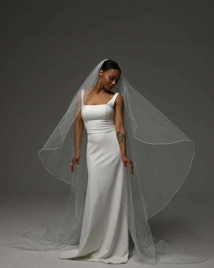 Cathedral Pencil Edge Veil – One Tier Soft Tulle Bridal Veil