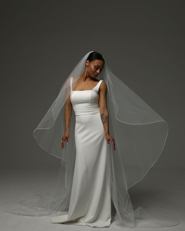 Cathedral Pencil Edge Veil – One Tier Soft Tulle Bridal Veil