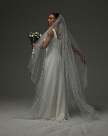 Cathedral Pencil Edge Veil – One Tier Soft Tulle Bridal Veil