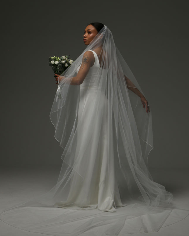Cathedral Pencil Edge Veil – One Tier Soft Tulle Bridal Veil