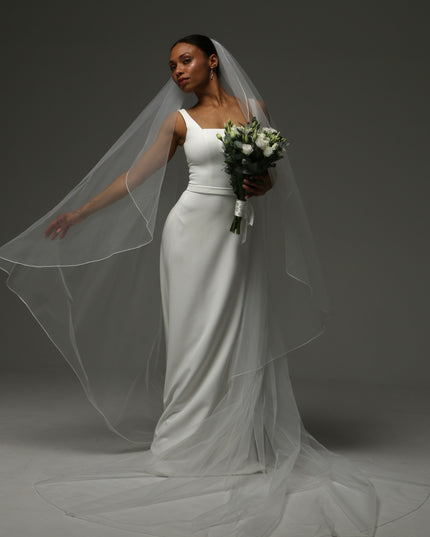 Cathedral Pencil Edge Veil – One Tier Soft Tulle Bridal Veil