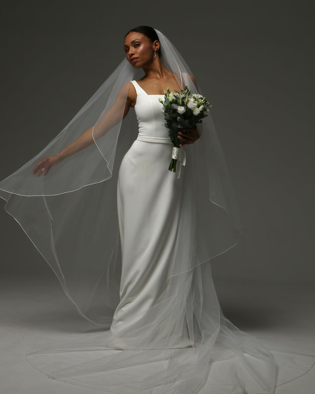 Cathedral Pencil Edge Veil – One Tier Soft Tulle Bridal Veil