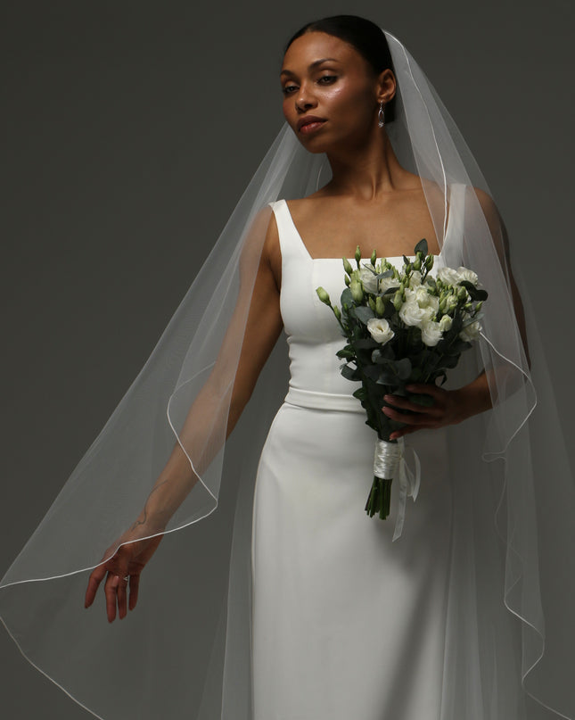 Cathedral Pencil Edge Veil – One Tier Soft Tulle Bridal Veil