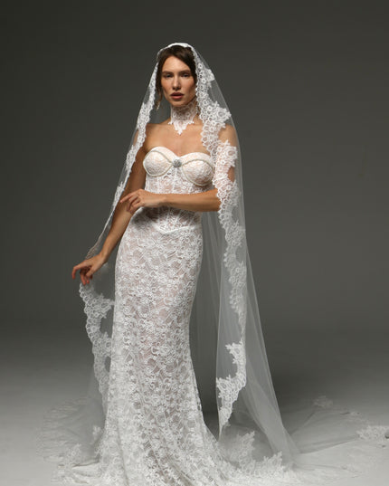 Cathedral Mantilla Veil Lace Edge Spanish Bridal Veil