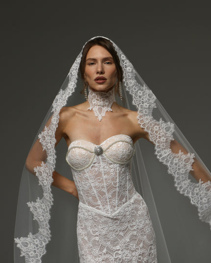 Cathedral Mantilla Veil Lace Edge Spanish Bridal Veil