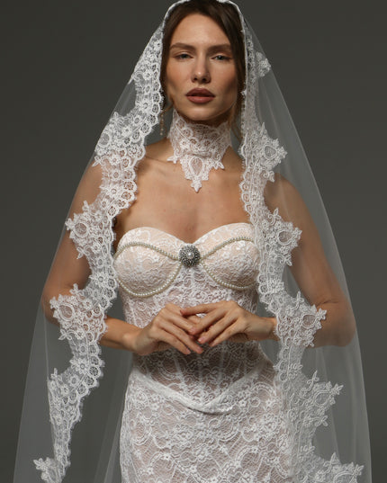 Cathedral Mantilla Veil Lace Edge Spanish Bridal Veil