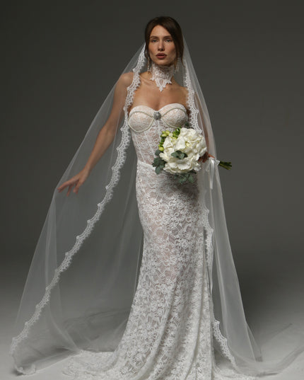 Chantilly Lace Cathedral Veil Mantilla Wedding Veil