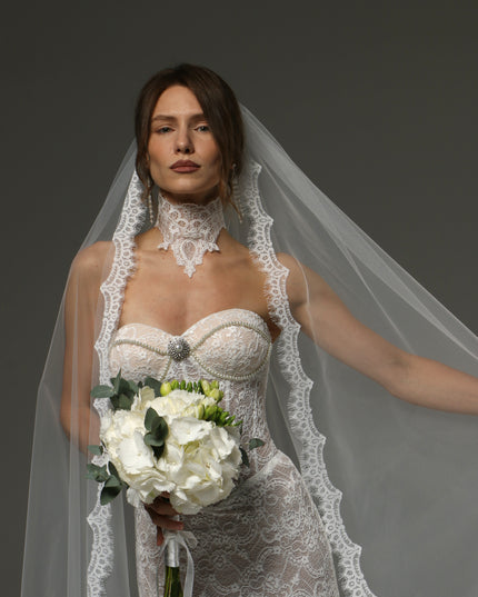 Chantilly Lace Cathedral Veil Mantilla Wedding Veil