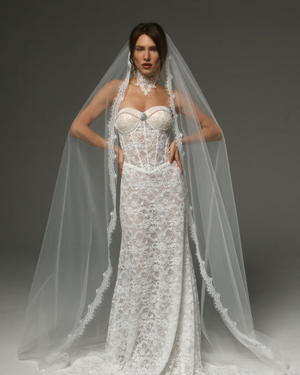 Chantilly Lace Cathedral Veil Mantilla Wedding Veil