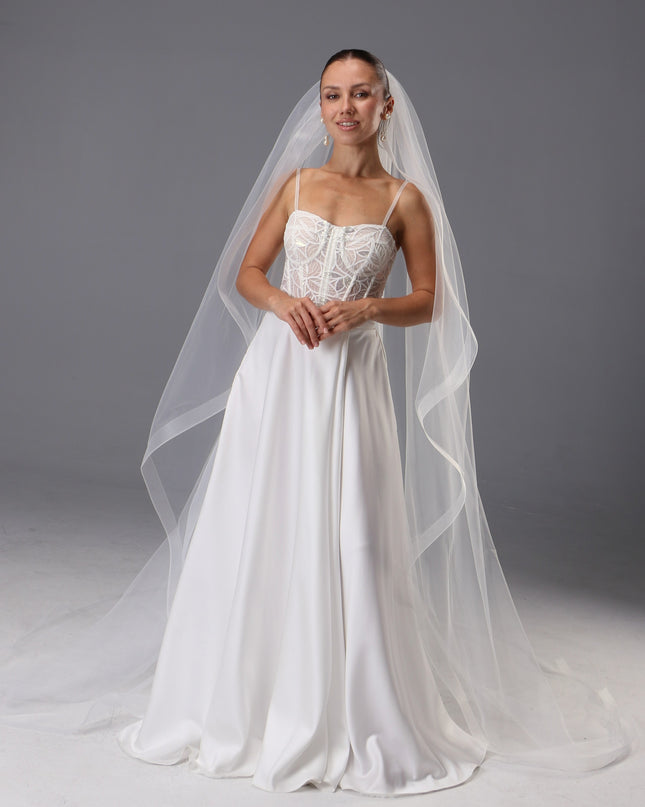 Handmade Horsehair Trim Wedding Veil | Soft Italian Tulle, One Tier