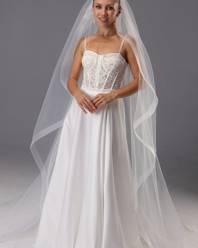 Handmade Horsehair Trim Wedding Veil | Soft Italian Tulle, One Tier