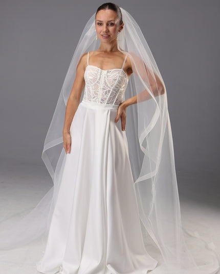 Handmade Horsehair Trim Wedding Veil | Soft Italian Tulle, One Tier