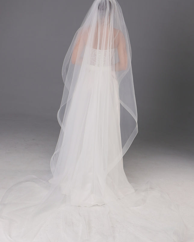 Handmade Horsehair Trim Wedding Veil | Soft Italian Tulle, One Tier