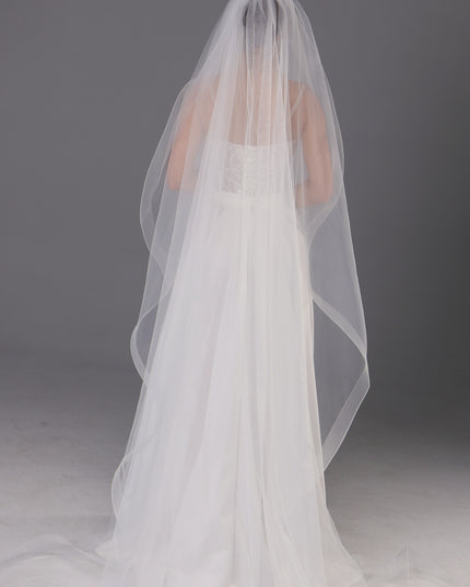 Handmade Horsehair Trim Wedding Veil | Soft Italian Tulle, One Tier