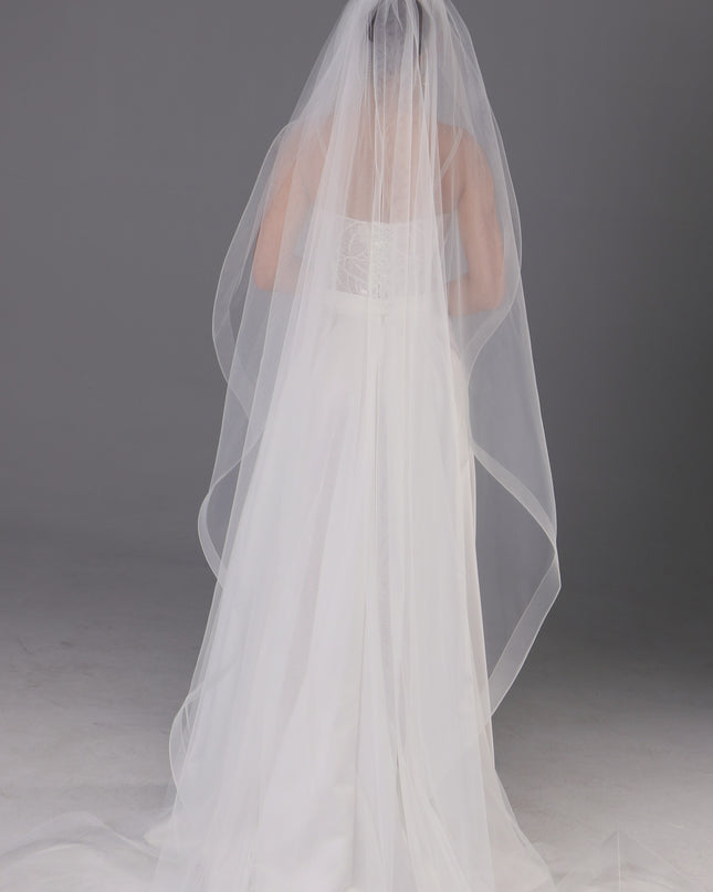 Handmade Horsehair Trim Wedding Veil | Soft Italian Tulle, One Tier