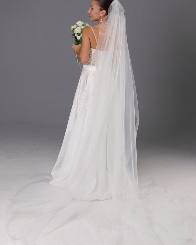 Handmade Horsehair Trim Wedding Veil | Soft Italian Tulle, One Tier