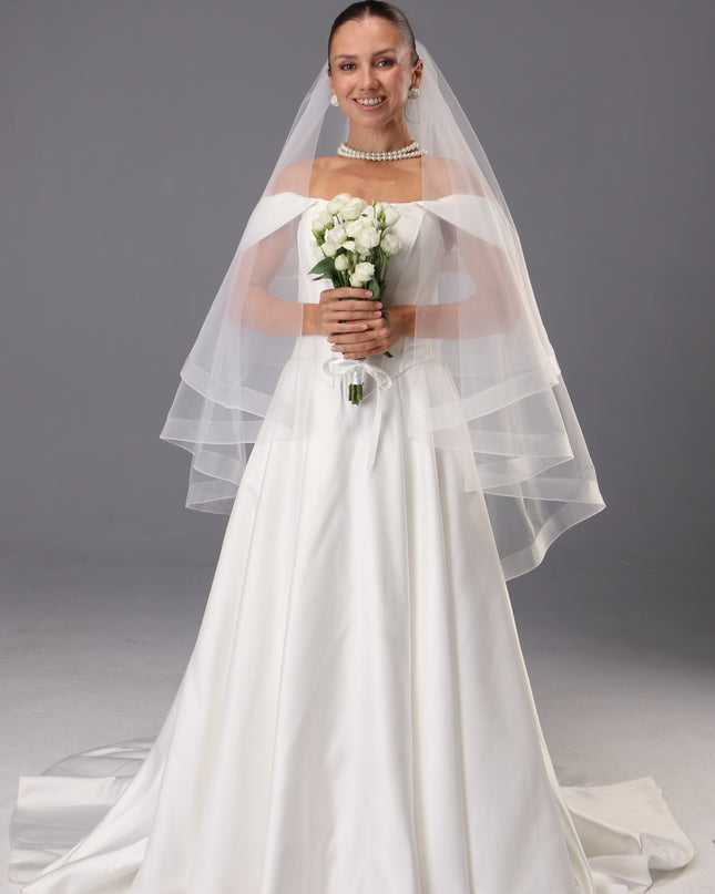 Handmade Italian Tulle Cathedral Veil, Two Tier Ivory Bridal Veil